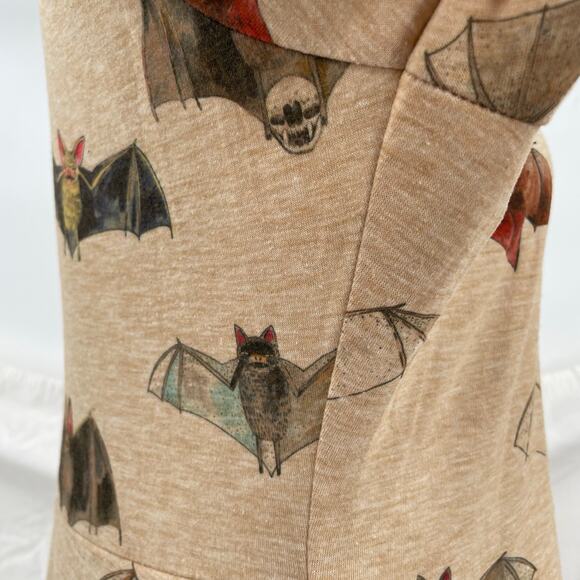 Bat Print Mini Dress Halloween Long Sleeve Spooky Fall Whimsigoth Pepaloves M - Picture 9 of 11